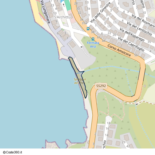 Posizione della spiaggia Spiaggia nei pressi di Cùllieri/Cuglieri, 09073