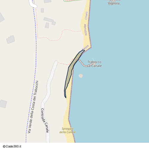Posizione della spiaggia Spiaggia nei pressi di Contrada Canale, Vasto, 66054