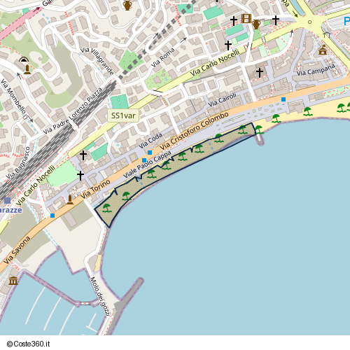 Posizione della spiaggia Spiaggia nei pressi di Viale Paolo Cappa, Varazze, 17019