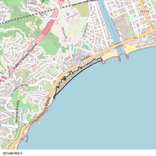 Posizione della spiaggia Spiaggia nei pressi di Corso Baldovino Bigliati, Albissola Marina, 17012