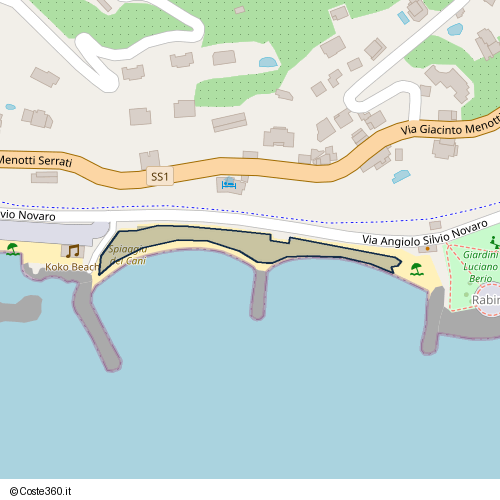 Posizione della spiaggia Spiaggia nei pressi di Via Angiolo Silvio Novaro, Oneglia, Imperia, 18100