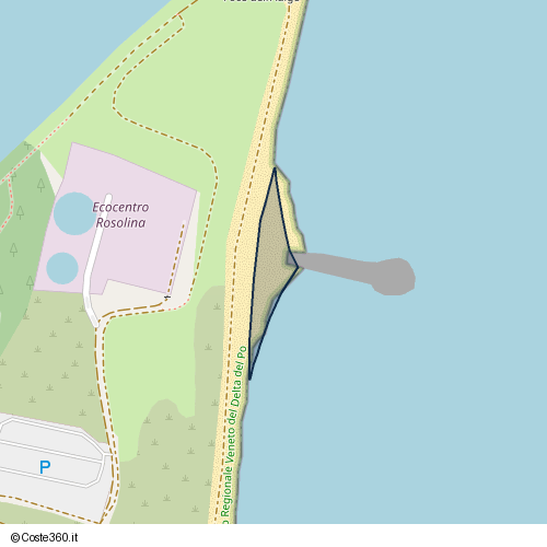 Posizione della spiaggia Spiaggia nei pressi di Via Foci Adige, Rosolina Mare, 45010