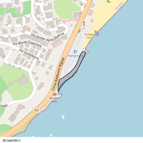 Posizione della spiaggia Spiaggia nei pressi di Via Jacopo della Quercia, Albissola Marina, 17012