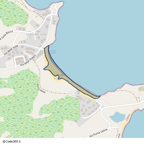 Posizione della spiaggia Spiaggia nei pressi di Via Crabile, Olbia, 07026