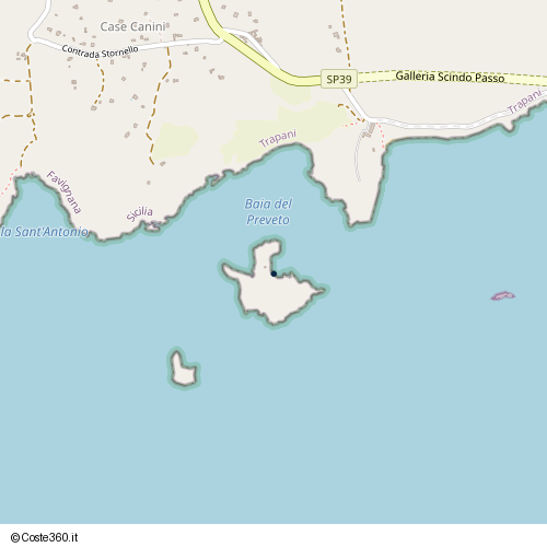 Posizione della spiaggia Spiaggia nei pressi di Favignana, 91023