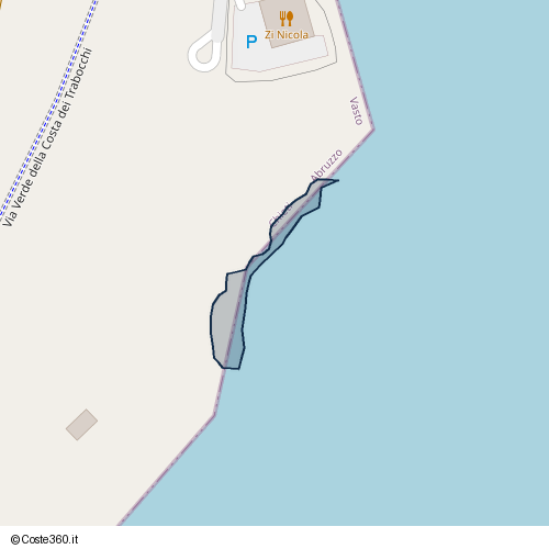 Posizione della spiaggia Spiaggia nei pressi di Contrada Casarza, Vasto, 66054