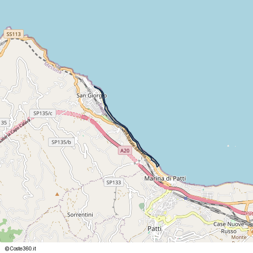 Posizione della spiaggia Spiaggia nei pressi di Via Statale Saliceto, San Giorgio, 98063