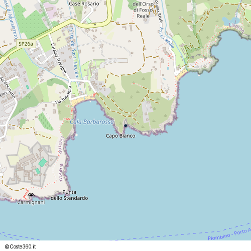 Posizione della spiaggia Spiaggia nei pressi di Località Barbarossa, Porto Azzurro, 57036