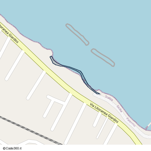 Posizione della spiaggia Spiaggia nei pressi di Via Litoranea Giardini, Trabia, 90019