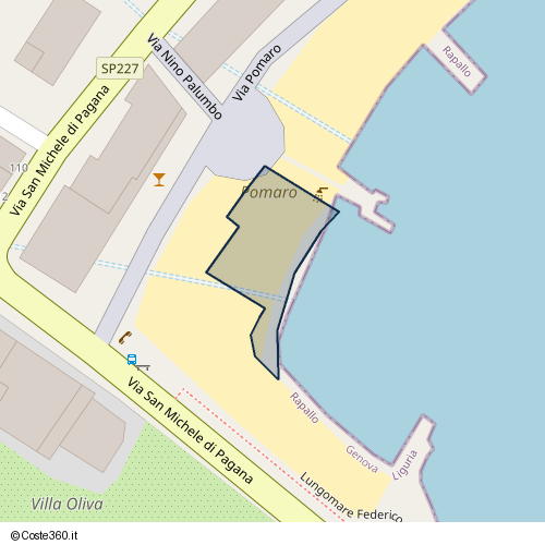 Posizione della spiaggia Spiaggia nei pressi di San Michele di Pagana, Rapallo, 16035
