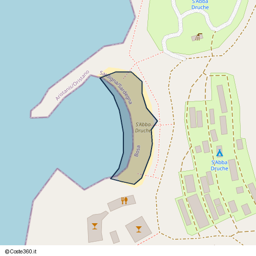 Posizione della spiaggia Spiaggia nei pressi di SP49, Bosa Marina, 08013