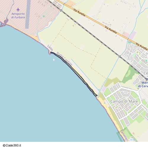 Posizione della spiaggia Spiaggia nei pressi di Cerveteri, 00050