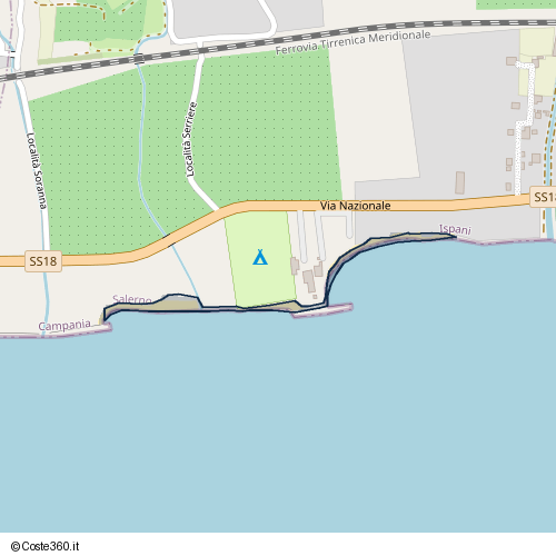 Posizione della spiaggia Spiaggia nei pressi di Via Nazionale, Ispani, 84067