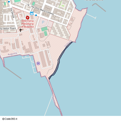 Posizione della spiaggia Spiaggia nei pressi di Via Francesco Caracciolo, Augusta, 96011