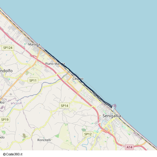 Posizione della spiaggia Spiaggia nei pressi di Lungomare Goffredo Mameli 4, Senigallia, 60019