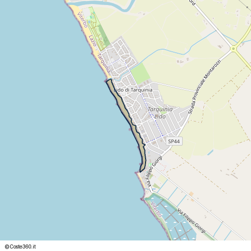 Posizione della spiaggia Spiaggia nei pressi di Lungomare dei Tirreni, Tarquinia, 01016