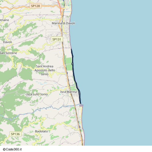 Posizione della spiaggia Spiaggia nei pressi di Via Pino Lombardo, Sant'Andrea Apostolo dello Ionio, 88066
