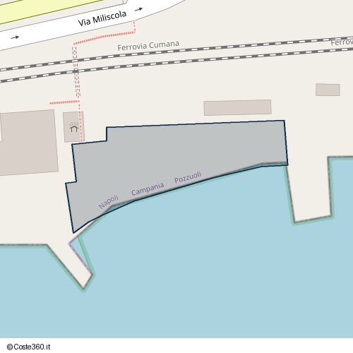 Posizione della spiaggia Spiaggia nei pressi di Via Miliscola, Pozzuoli, 80078