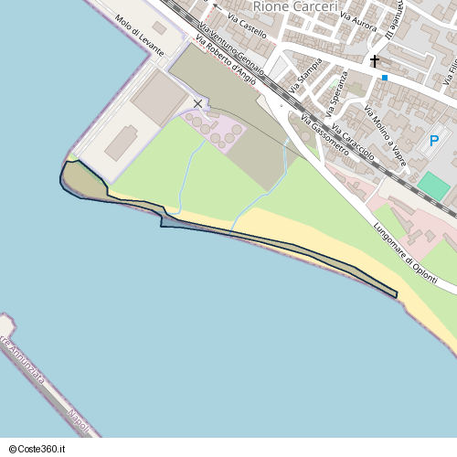 Posizione della spiaggia Spiaggia nei pressi di Molo di Levante, Terravecchia, Torre Annunziata, 80058