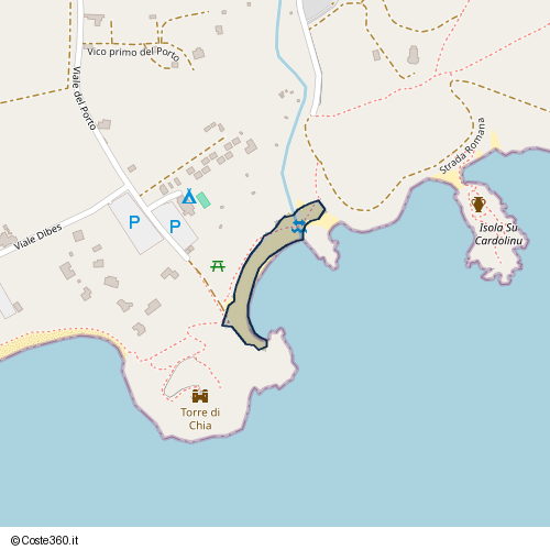 Posizione della spiaggia Spiaggia nei pressi di Viale del Porto, Domus De Maria, 09010