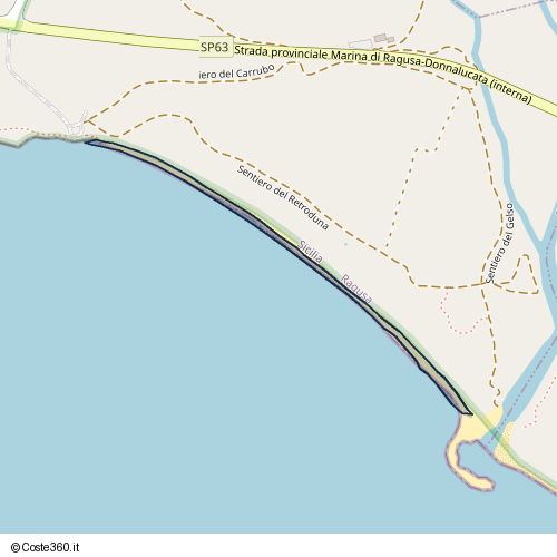 Posizione della spiaggia Spiaggia nei pressi di Sentiero del Retroduna, Ragusa, 97100