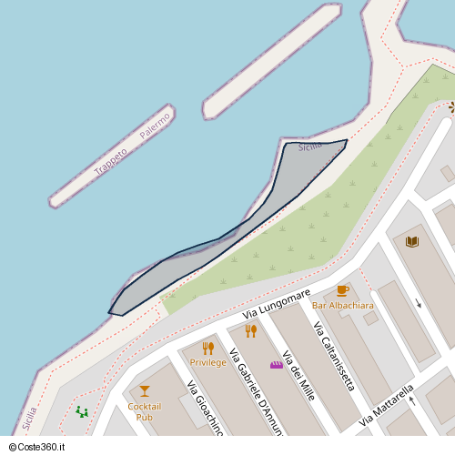 Posizione della spiaggia Spiaggia nei pressi di Via Lungomare, Trappeto, 90040