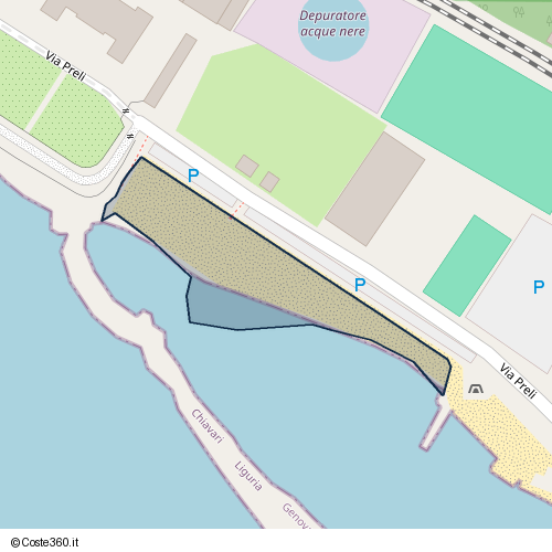 Posizione della spiaggia Spiaggia nei pressi di Via Preli, Sampierdicanne, Chiavari, 16043