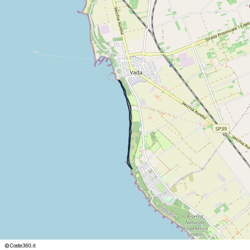 Posizione della spiaggia Spiaggia nei pressi di Via Nuova dei Cavalleggeri 28, Vada, 57016