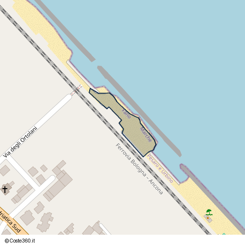 Posizione della spiaggia Spiaggia nei pressi di Via degli Ortolani, Fano, 61032