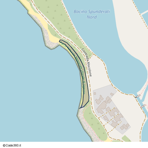 Posizione della spiaggia Spiaggia nei pressi di Contrada Macolone, Ugento