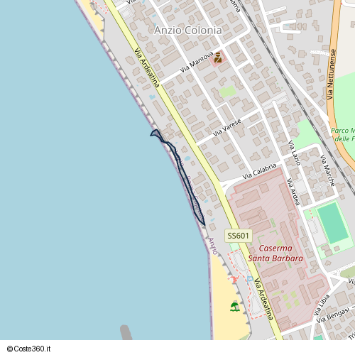 Posizione della spiaggia Spiaggia nei pressi di Via Ardeatina, Anzio Colonia, Anzio, 00042