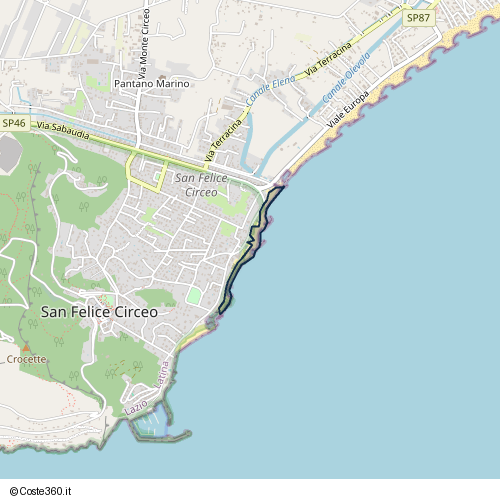 Posizione della spiaggia Spiaggia nei pressi di Lungomare Circe, San Felice Circeo, 04017