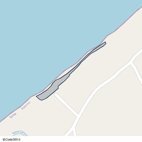 Posizione della spiaggia Spiaggia nei pressi di Trappeto, 90040