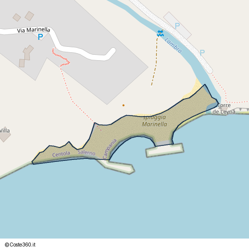 Posizione della spiaggia Spiaggia nei pressi di Via Marinella, Palinuro, 84051