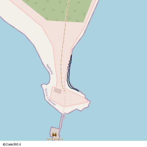 Posizione della spiaggia Spiaggia nei pressi di Strada Valmontorio, Nettuno