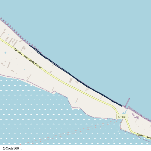 Posizione della spiaggia Spiaggia nei pressi di SP141 delle Saline, Zapponeta