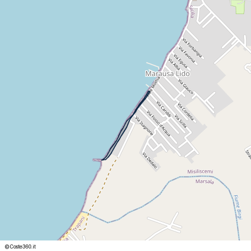 Posizione della spiaggia Spiaggia nei pressi di Viale Mothia, Marausa Lido, 91031