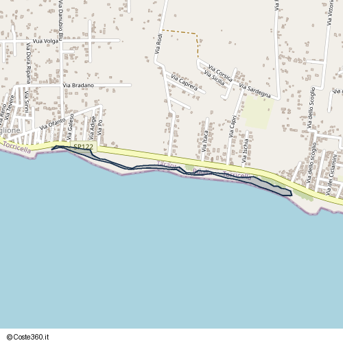 Posizione della spiaggia Spiaggia nei pressi di SP122, Torricella