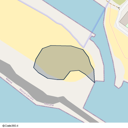 Posizione della spiaggia Spiaggia nei pressi di Viale Giovanni da Verrazzano, Marina di Carrara, Carrara, 54033