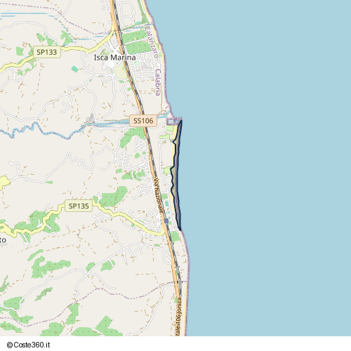 Posizione della spiaggia Spiaggia nei pressi di Badolato