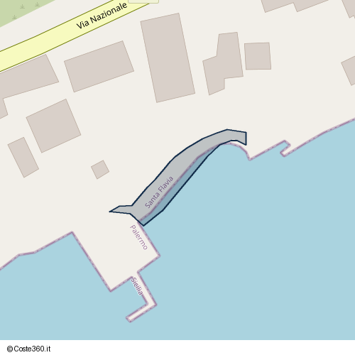 Posizione della spiaggia Spiaggia nei pressi di Via Nazionale, Santa Flavia, 90017