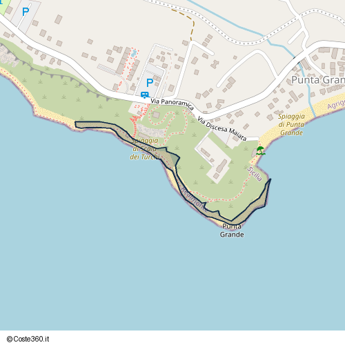 Posizione della spiaggia Spiaggia nei pressi di Via Discesa Maiata, Punta Grande, 92010