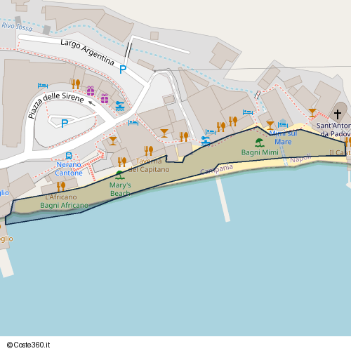 Posizione della spiaggia Spiaggia nei pressi di Largo Argentina, Marina del Cantone, Massa Lubrense, 80061