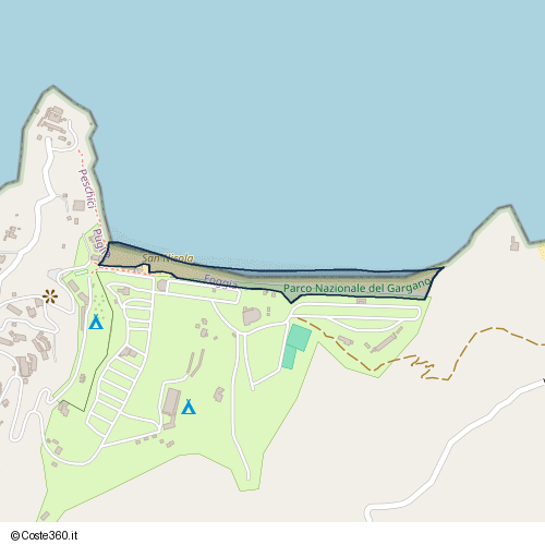 Posizione della spiaggia Spiaggia nei pressi di Litoranea, Peschici