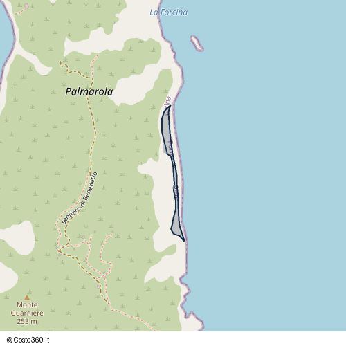 Posizione della spiaggia Spiaggia nei pressi di sentiero di Benedetto, Ponza