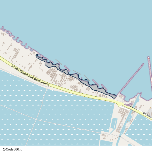 Posizione della spiaggia Spiaggia nei pressi di Strada Provinciale delle Saline, Margherita di Savoia, 76016