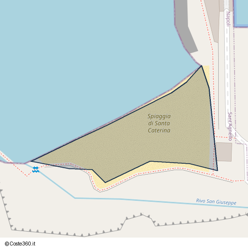Posizione della spiaggia Spiaggia nei pressi di Via Marina di Cassano, Maiano, Sant'Agnello, 80069