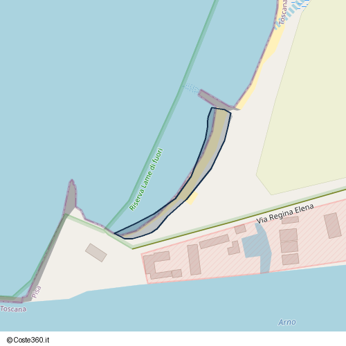 Posizione della spiaggia Spiaggia nei pressi di Via Regina Elena, Pisa, 56128