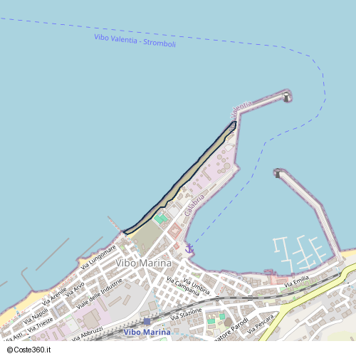 Posizione della spiaggia Spiaggia nei pressi di Via Amerigo Vespucci, Vibo Valentia, 89900