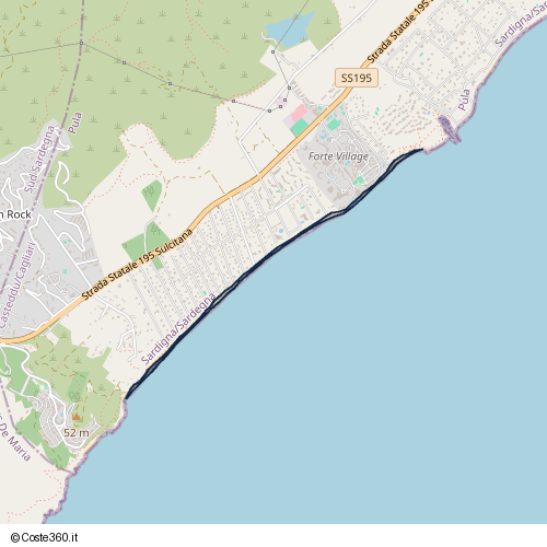 Posizione della spiaggia Spiaggia nei pressi di Viale Di Venere, Pula, 09050